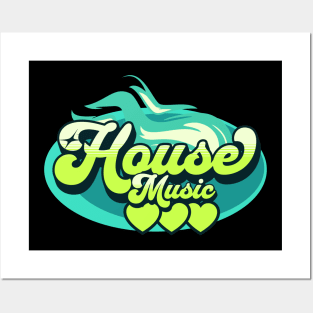 HOUSE MUSIC-House Music Heat (aqua blue/lime) Posters and Art